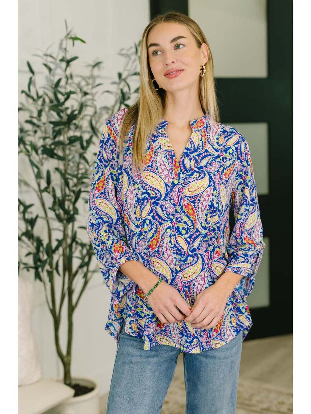 Lizzy Top in Royal Blue Paisley